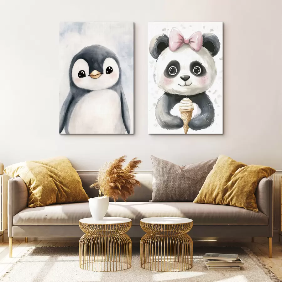 Obraz Tučniak a panda so zmrzlinou m31014