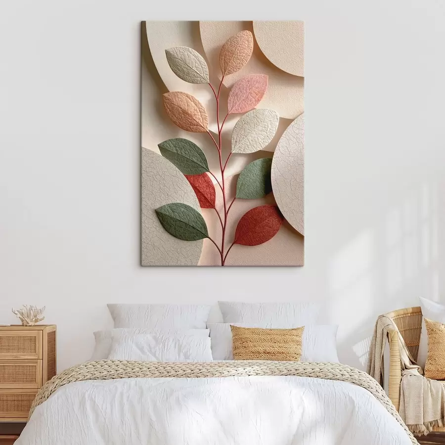 Obraz Botanická vetvička s geometrickými tvarmi s50863