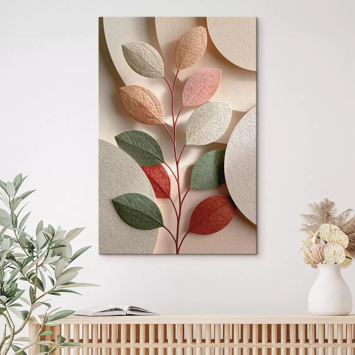 Obraz Botanická vetvička s geometrickými tvarmi s50863