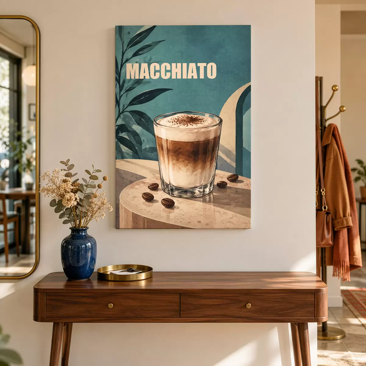 Obraz Lahodné macchiato v slnečný deň s50875