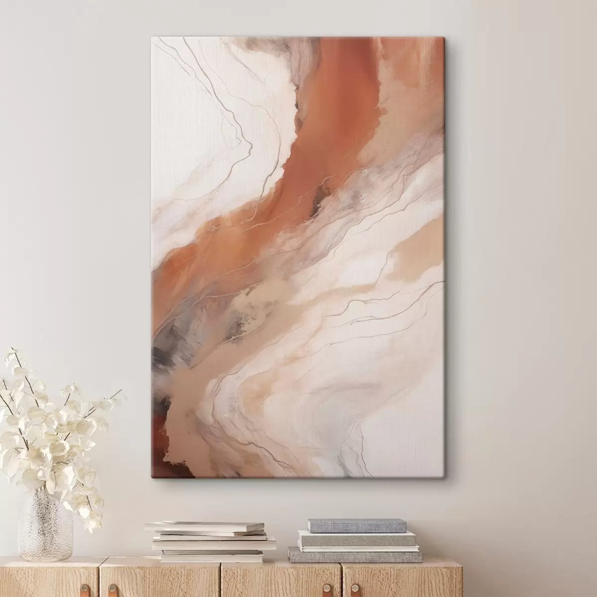 Obraz Teplé terakotové vlny v štýle Fluid Art s51085