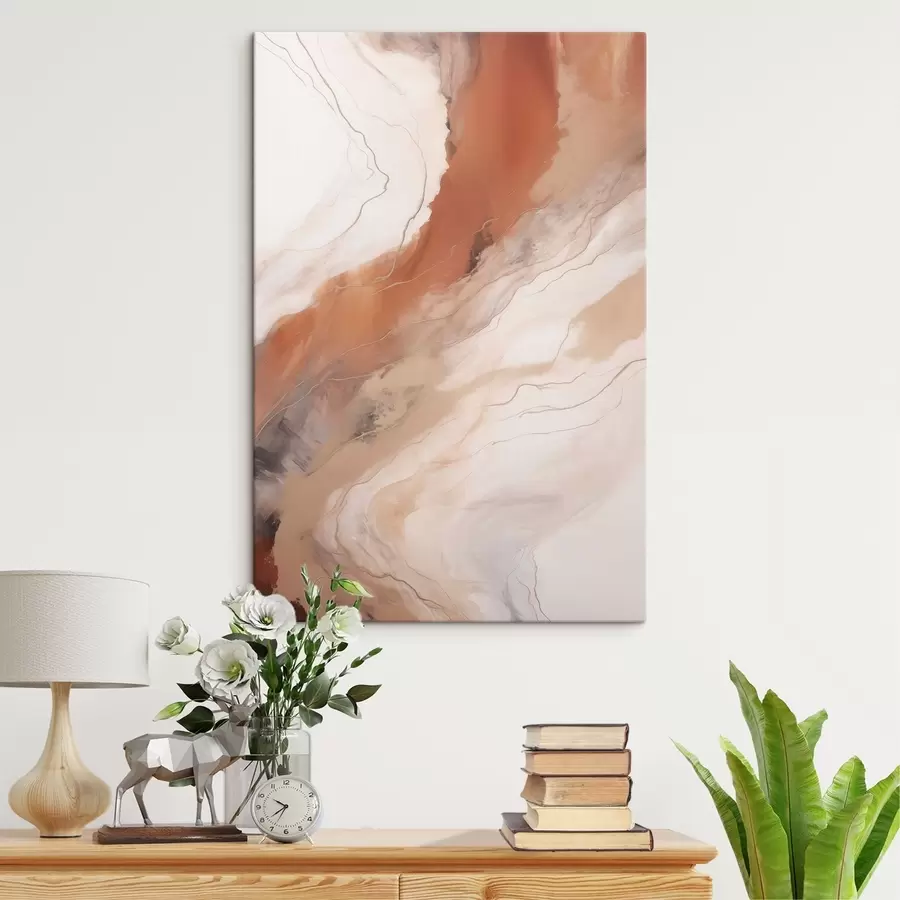 Obraz Teplé terakotové vlny v štýle Fluid Art s51085