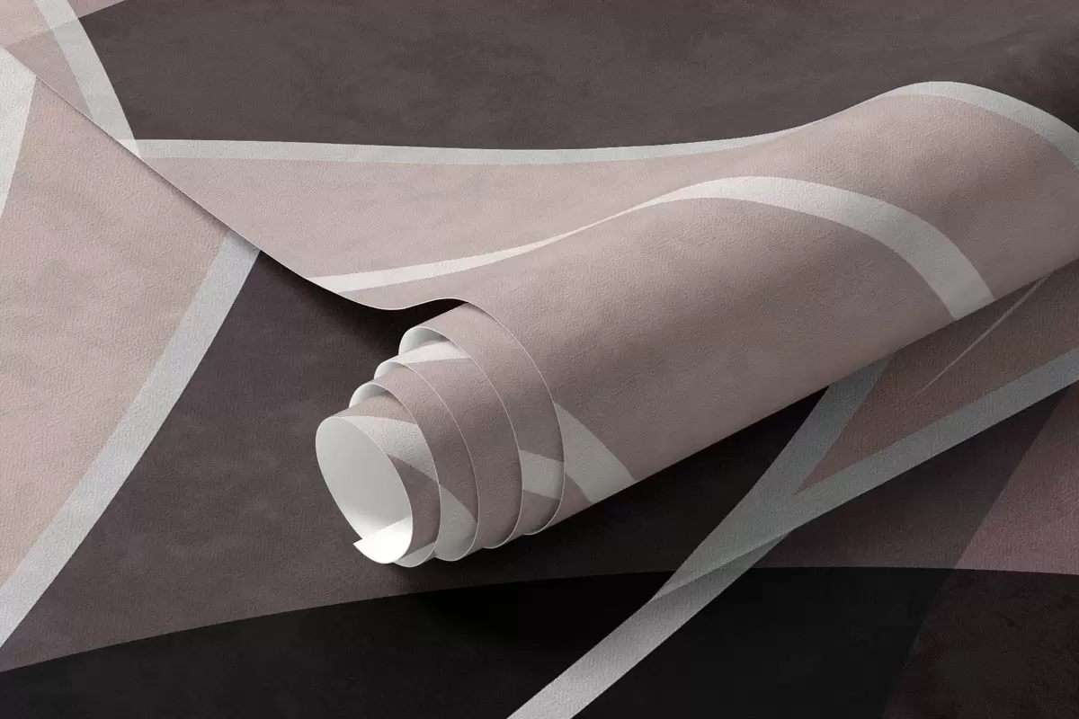 Fototapety stylizované lístie na geometrickom pozadí v púdrových a tmavých odtieňoch w05987v1