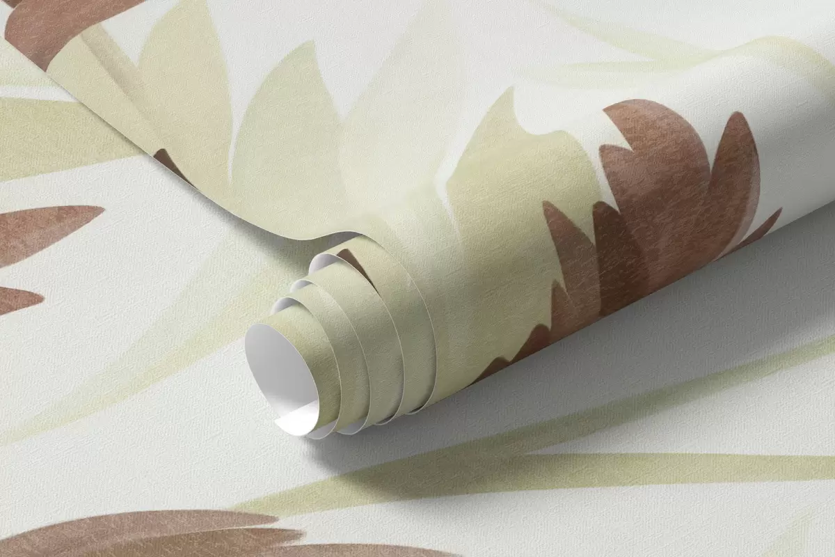 Fototapety Vysoké divoké trávy a poľné kvety v tlmených zelených odtieňoch, minimalistická estetika w10084v1