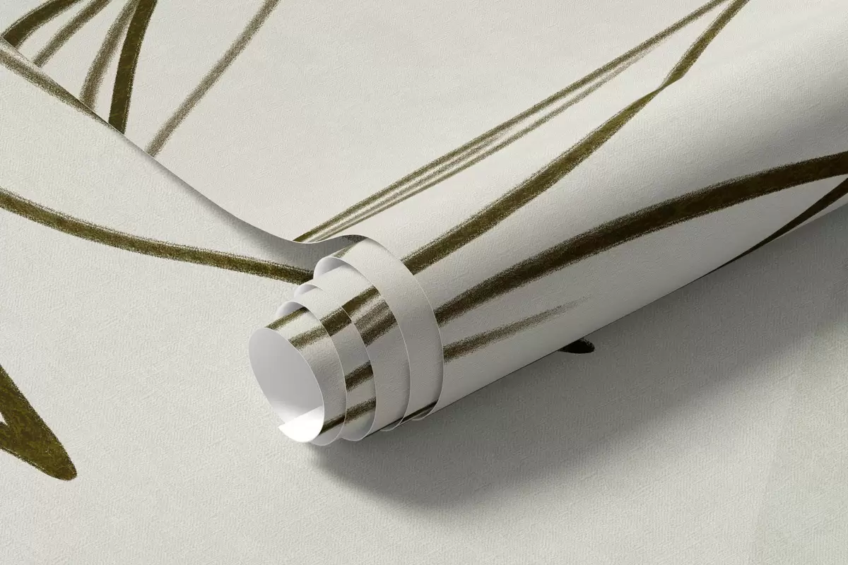 Fototapety Minimalistické čiernobiele kresby tropických listov a zeleň, pastelové kruhové tvary w10111v2