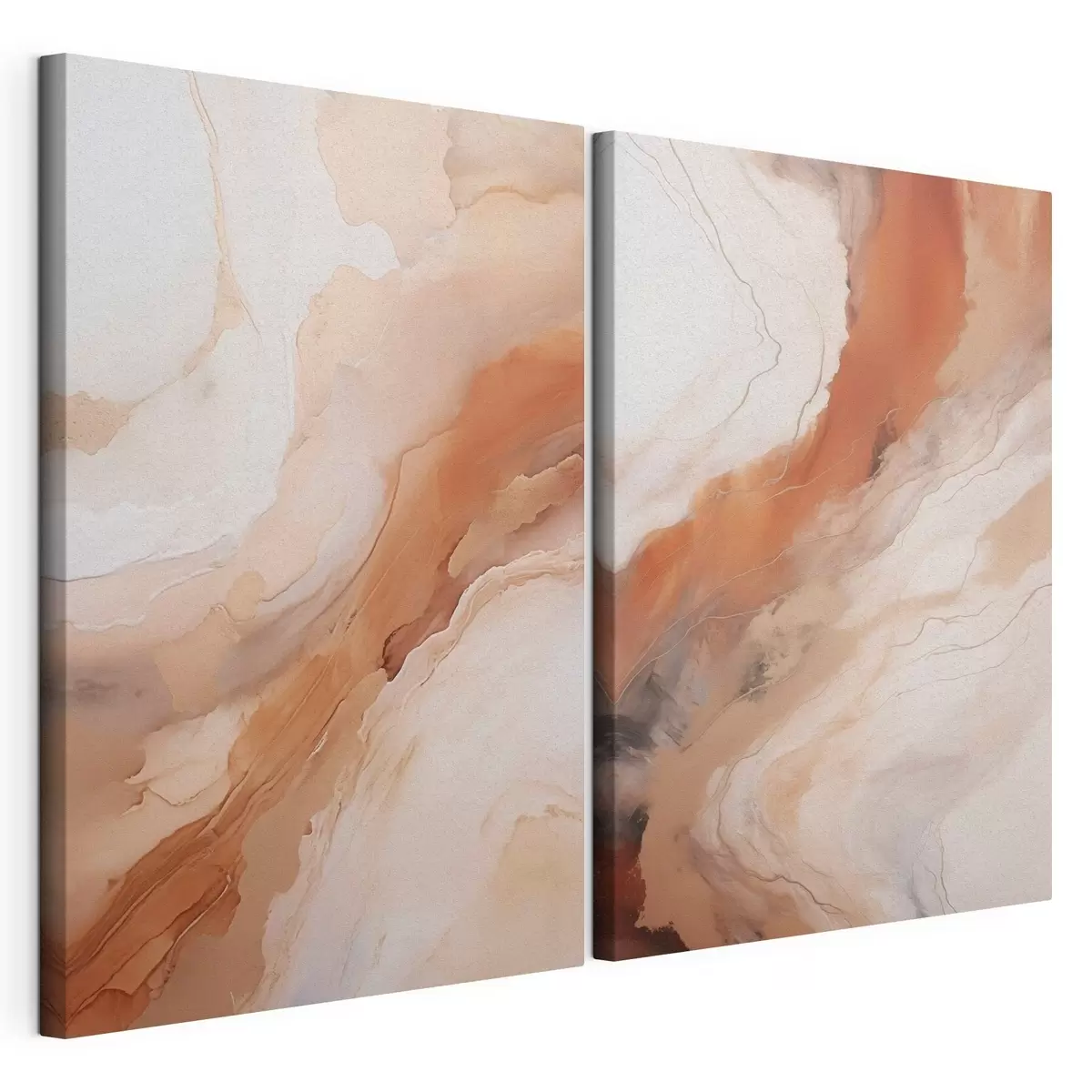 Obraz Vrstvy v štýle „fluid art“ v odtieňoch béžovej a terakoty m31089