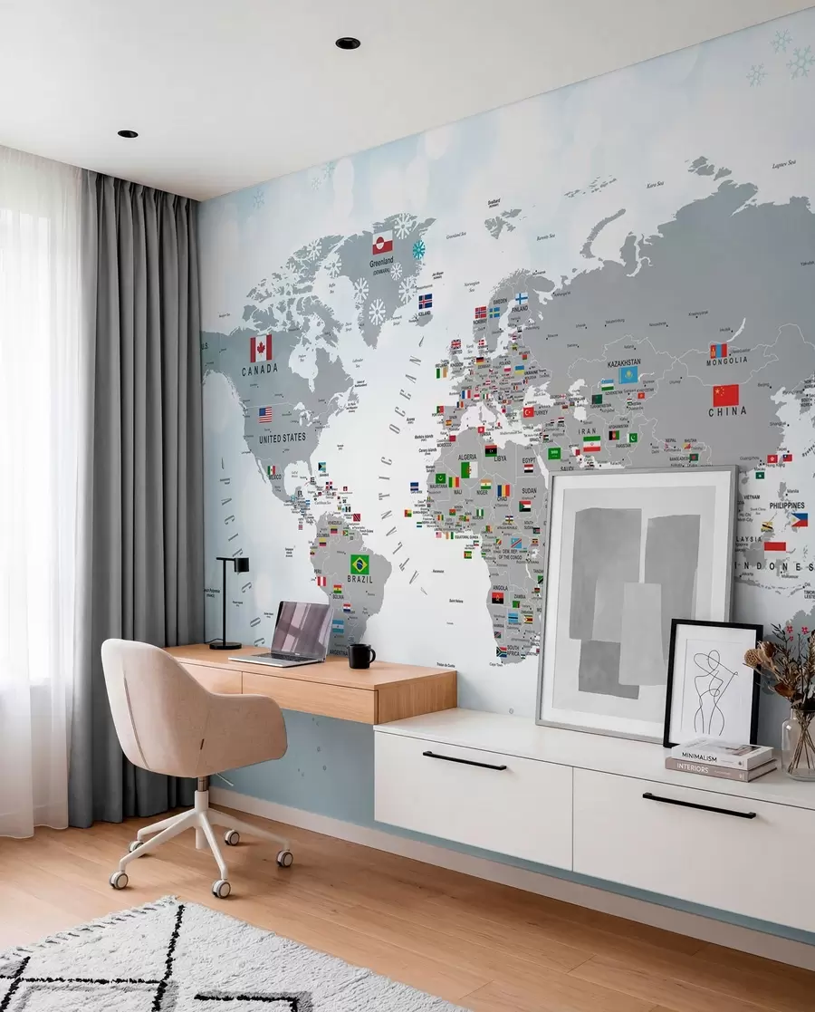 Fototapety Mapa sveta s vlajkami u72599