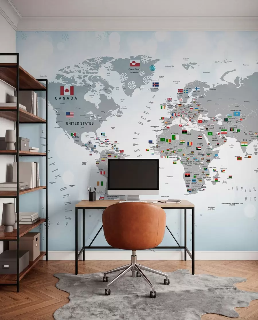 Fototapety Mapa sveta s vlajkami u72599