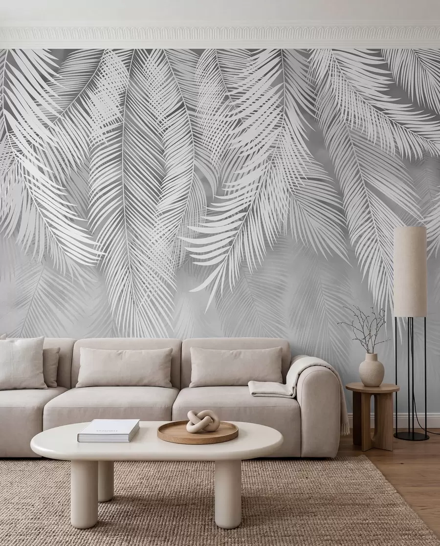 Fototapety Strieborný palmový záves u48556v7