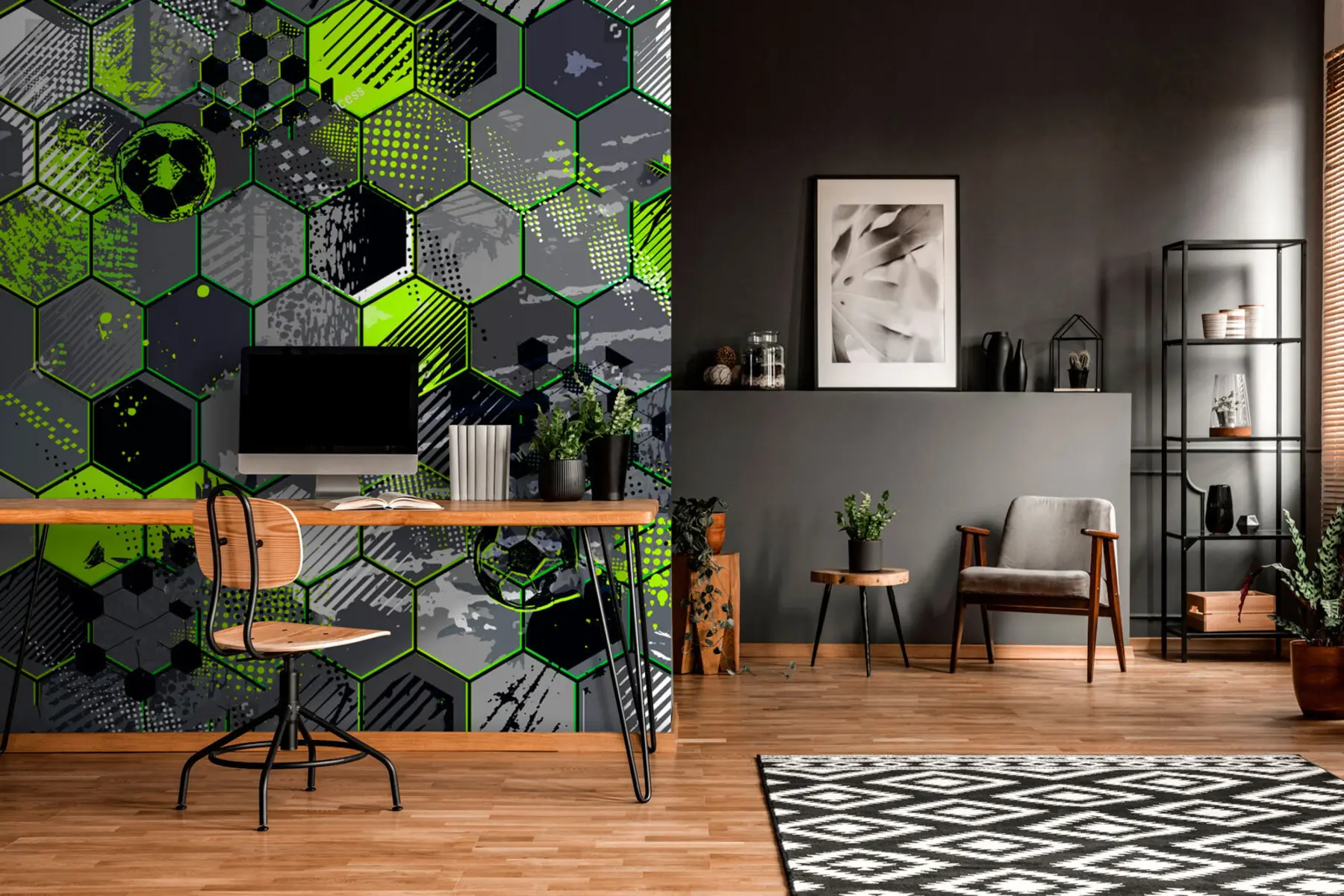 Fototapety Futbalová abstrakcia, svetlozelené plásty u72779