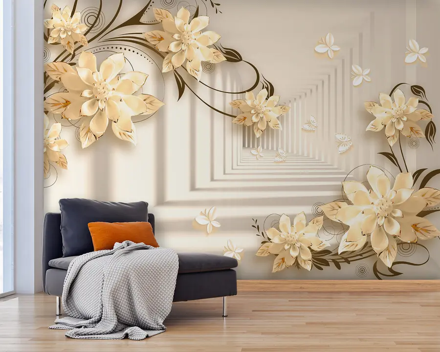 Fototapety Rastlina, biela a žltá, tunel v pastelových odtieňoch u21861v2