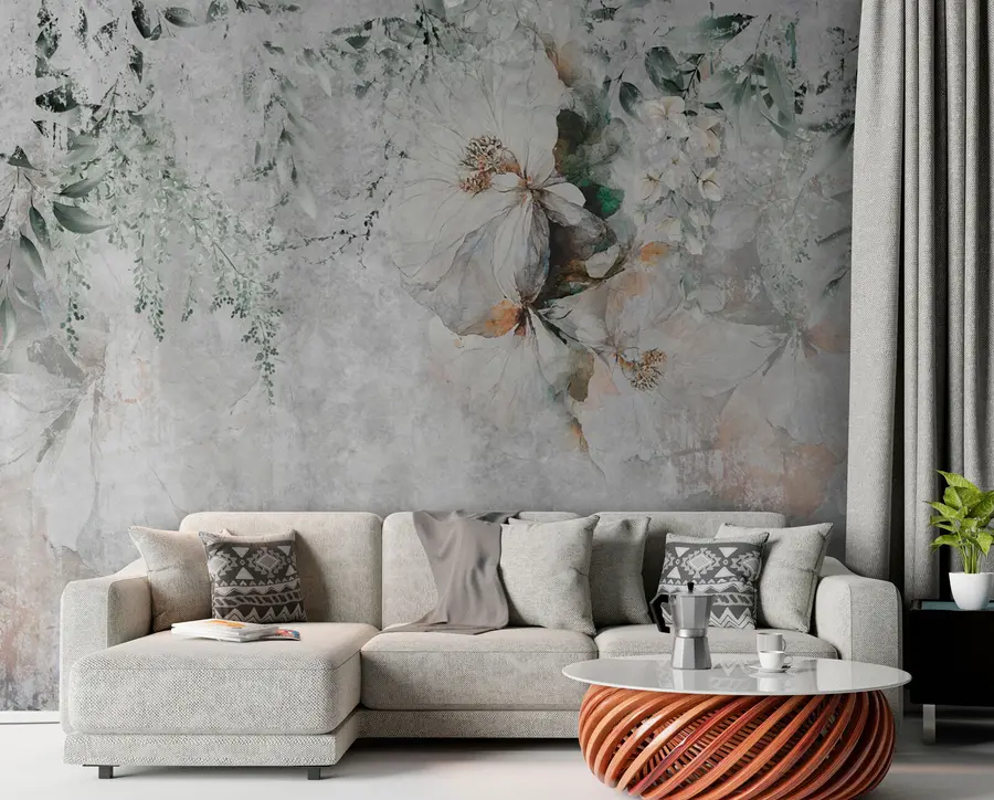 Fototapety Kvet na betónovom grungeovom pozadí u73969