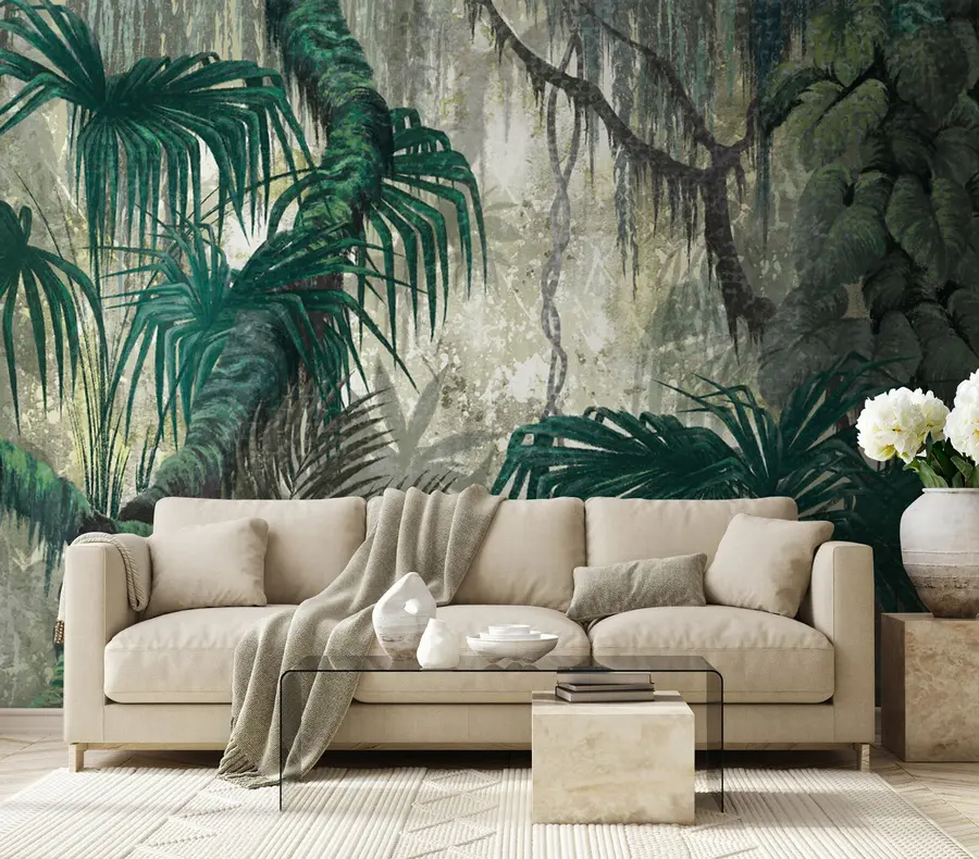 Fototapety Tropické rastliny a stromy na textúrovanom pozadí u78695