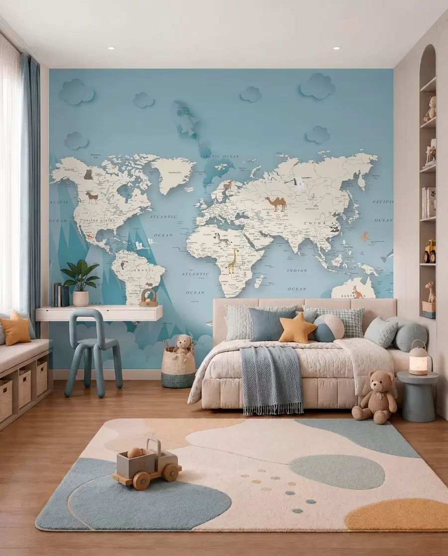 Fototapety Mapa sveta na pozadí hôr u79831