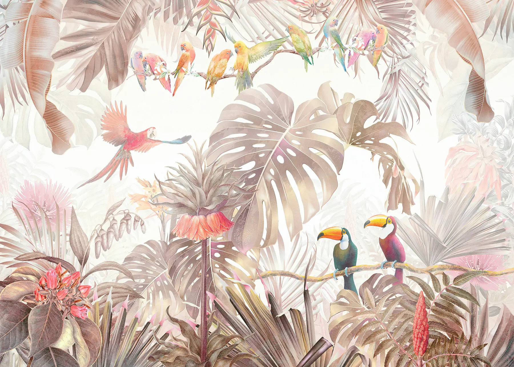 Fototapety Svetlé vtáky a papagáje v trópoch u74490