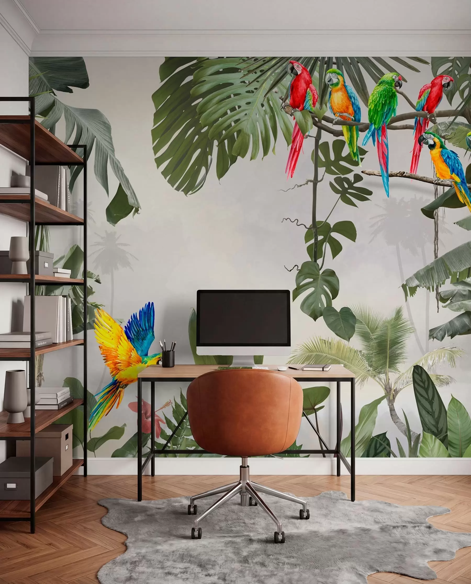 Fototapety Papagáje na vetvách v tropickom lese u94072