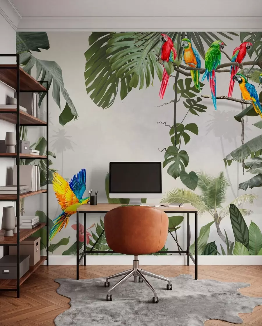 Fototapety Papagáje na vetvách v tropickom lese u94072