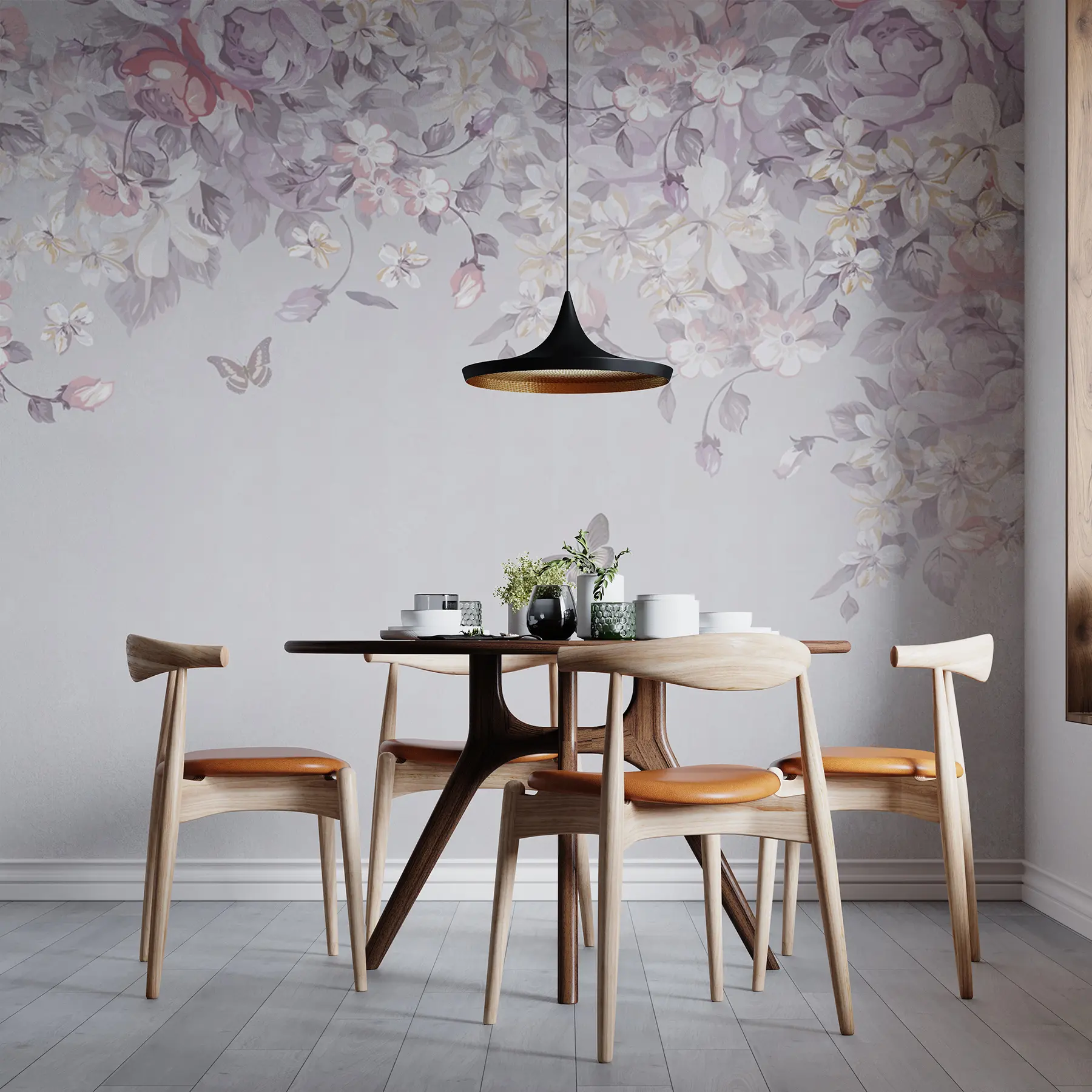 Fototapety Vstupenková záhrada s kvetmi a motýľmi u94295