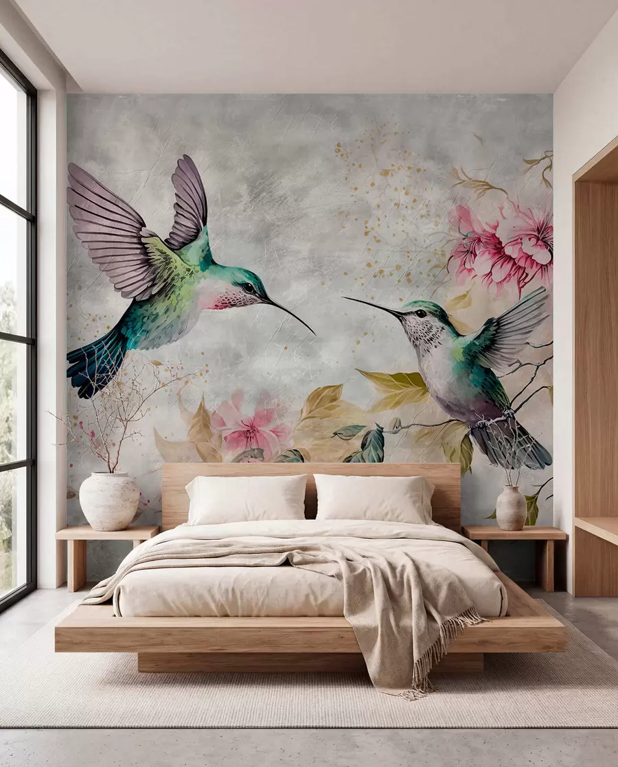 Fototapety Akvarelové kolibríky na konári u93994