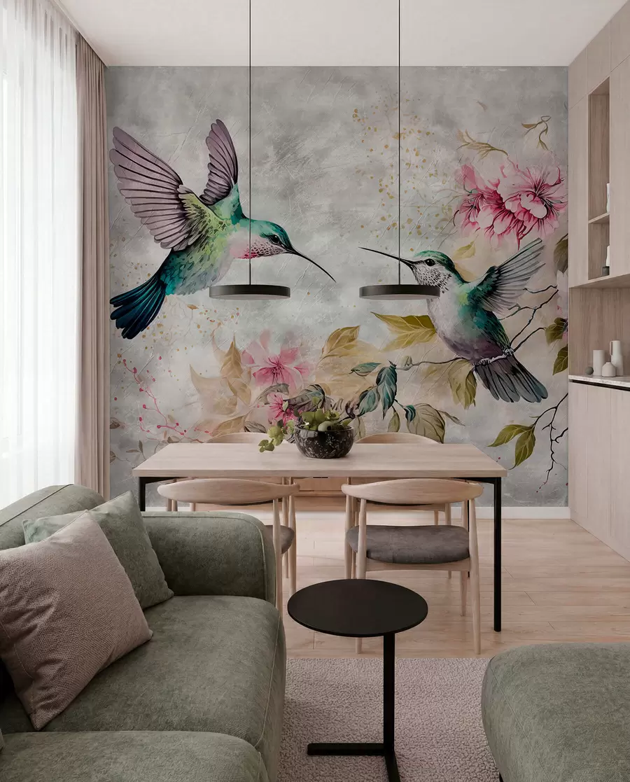 Fototapety Akvarelové kolibríky na konári u93994