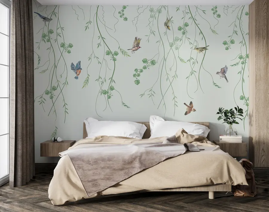 Fototapety Vetvy s vtákmi, Chinoiserie u94493