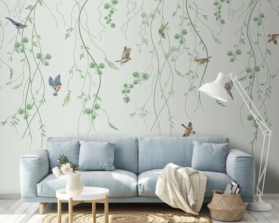 Fototapety Vetvy s vtákmi, Chinoiserie u94493