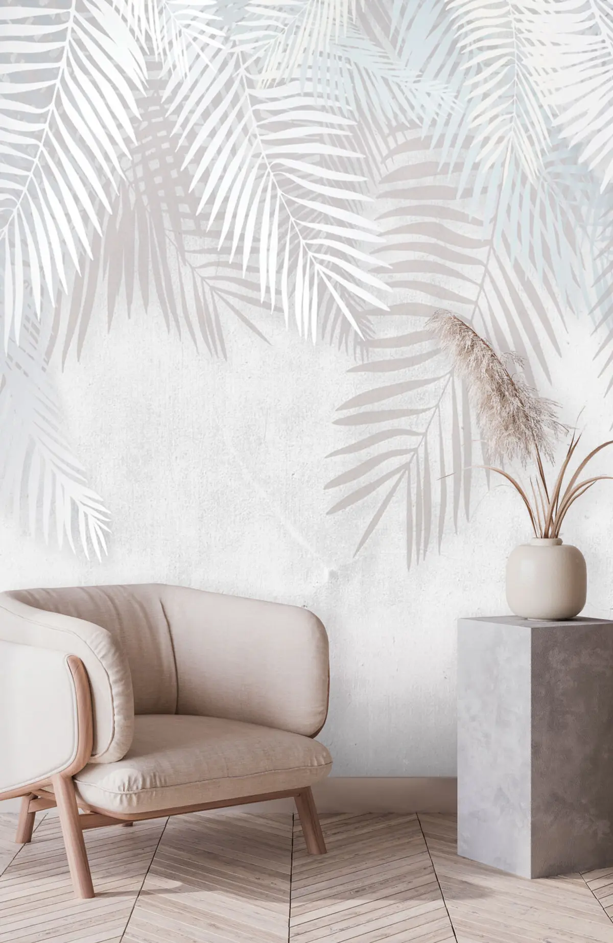 Fototapety Biele palmové listy na textúre grunge u94457