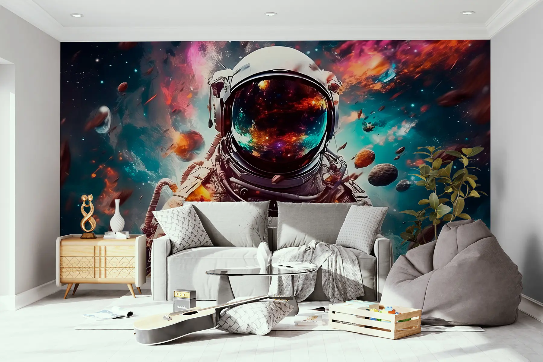 Fototapety Kozmonaut na pozadí vesmíru u95147