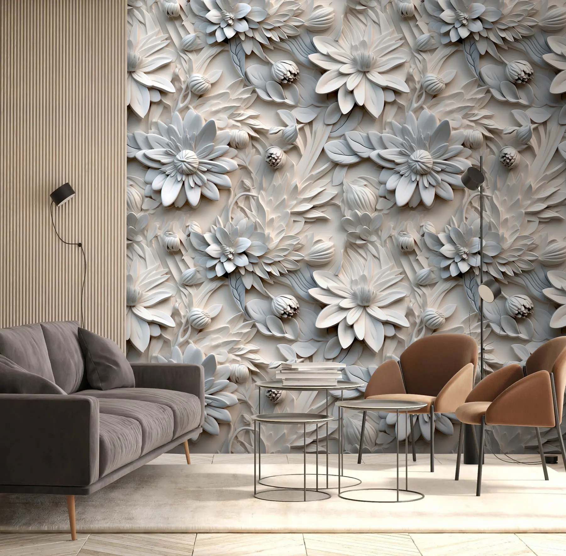 Fototapety Objemové 3D kvety vo svetlých farbách u95589