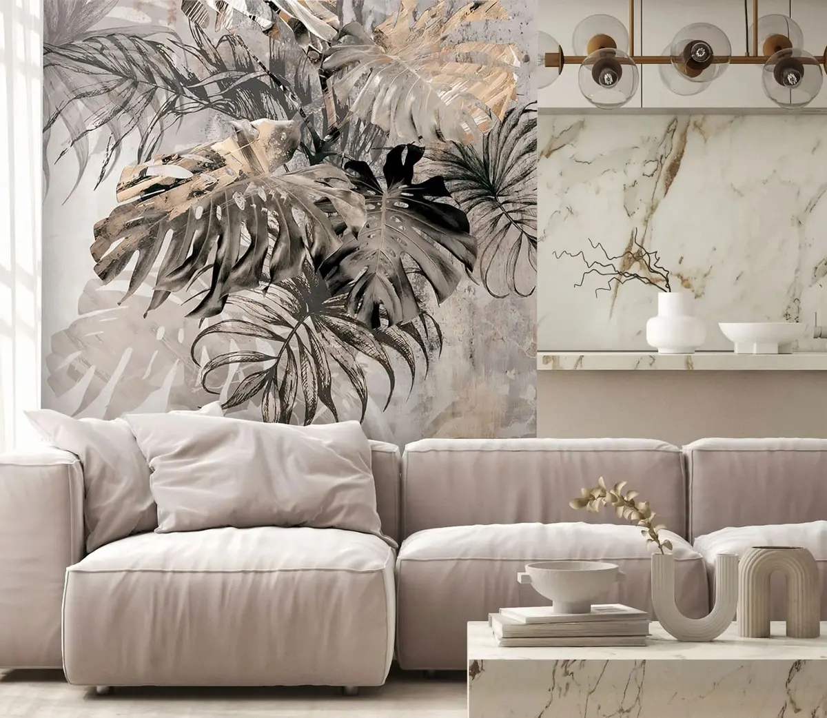 Fototapety Navrhnite tropické listy s grunge textúrou u94647