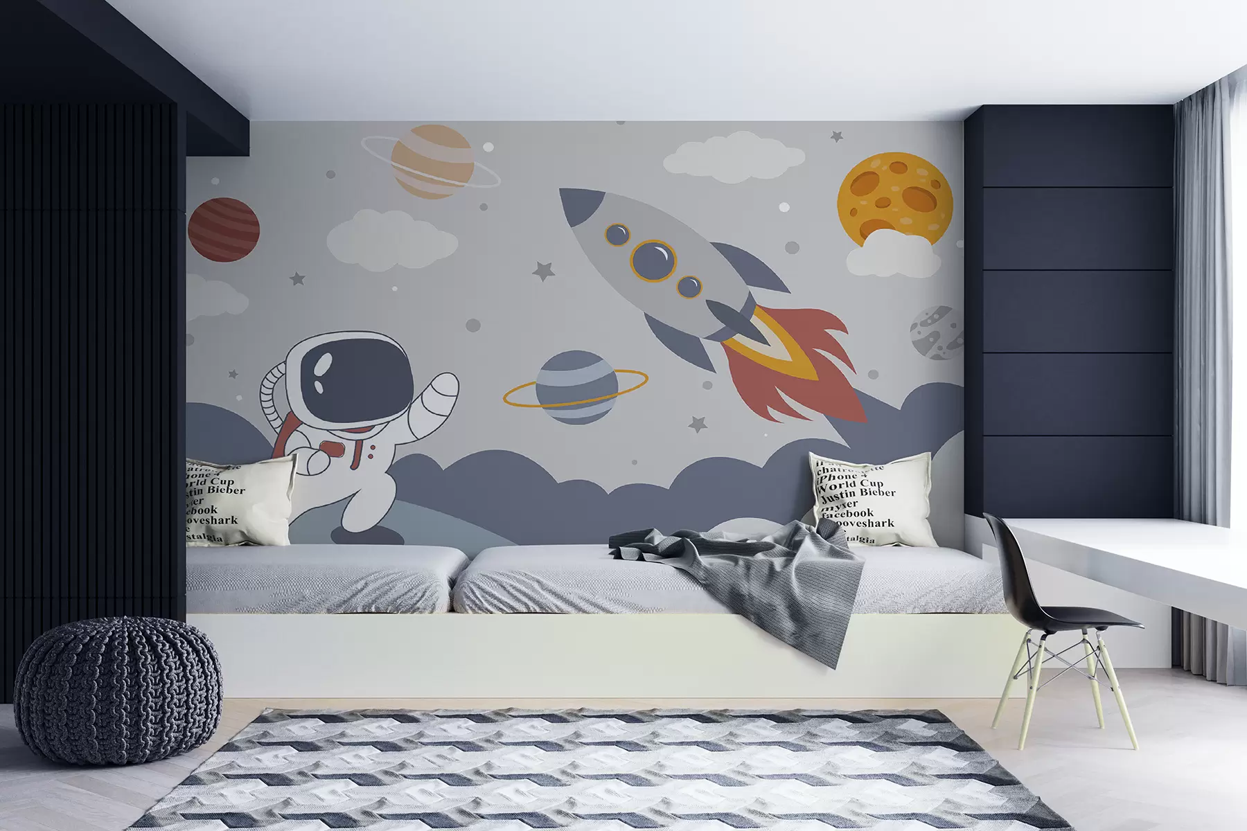 Fototapety Astronaut, raketa a planéty u95706