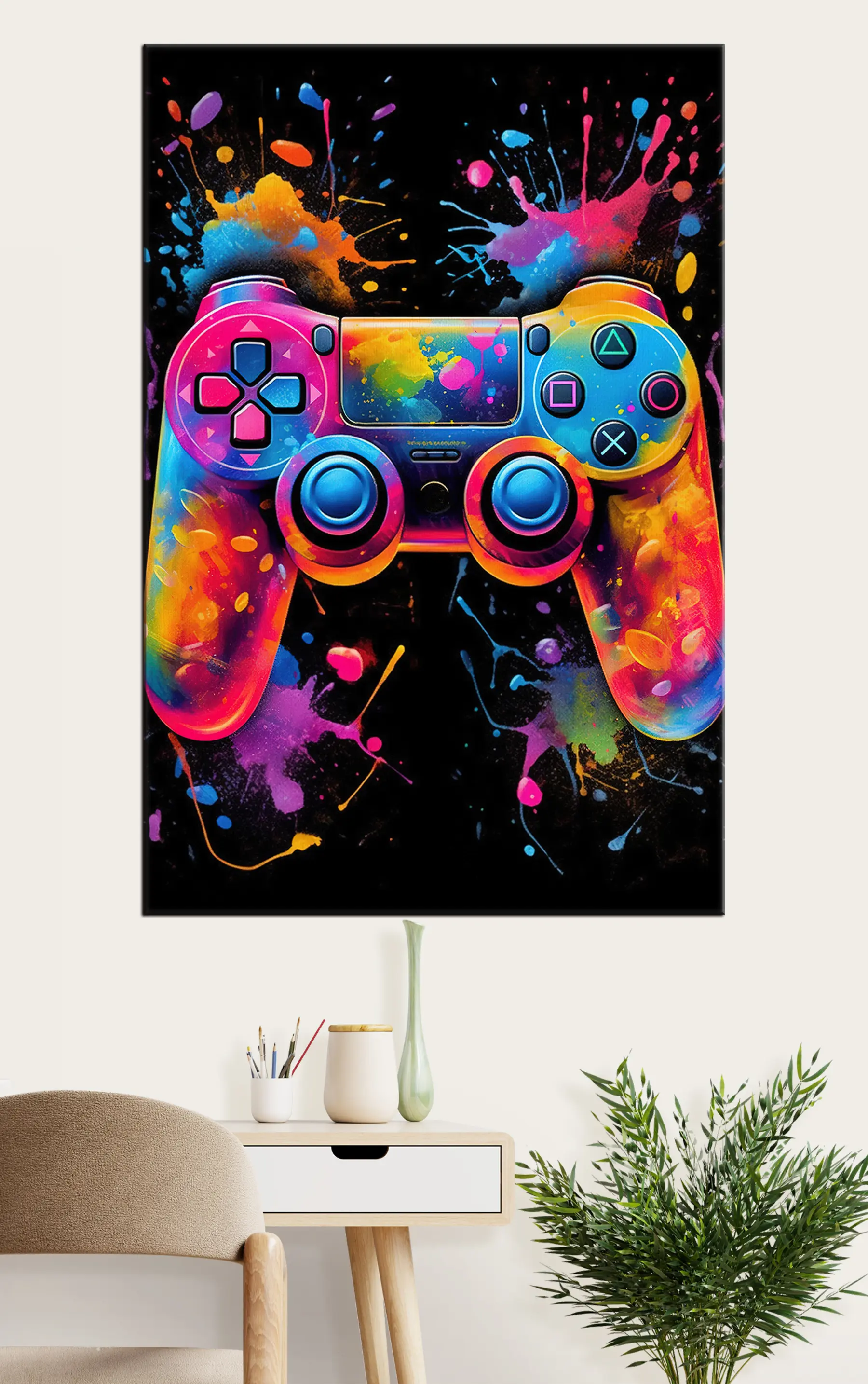 Fototapety Gamepad a farebné pruhy s34260