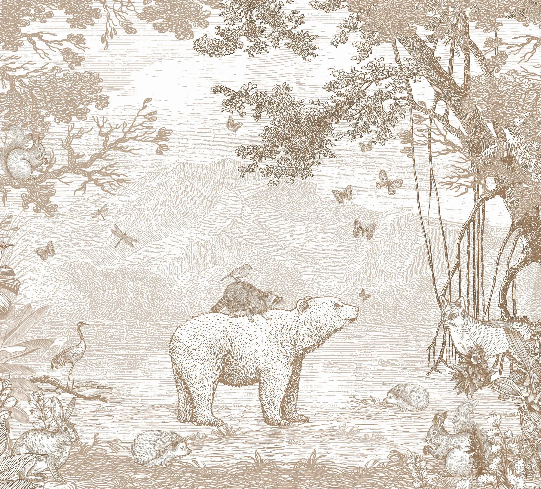 Fototapety Rozprávkový les s rozkošnými zvieratkami u95425