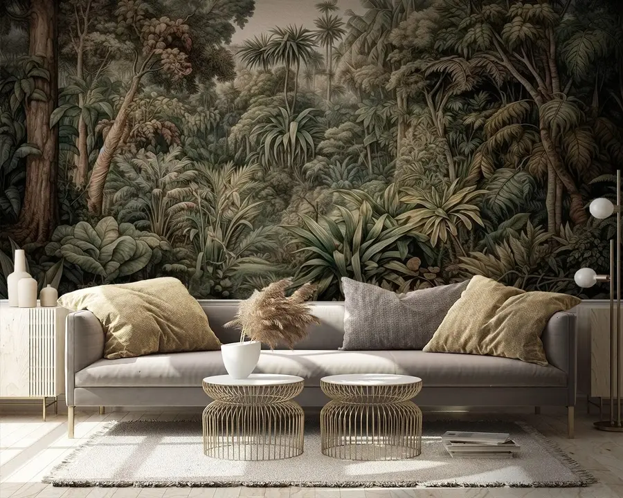 Fototapety Krásna abstraktná zelená džungľa s tropickými listami u96093