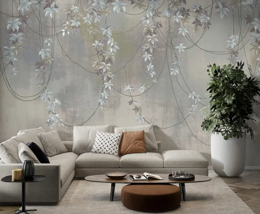 Fototapety Závesné konáre s listami a kvetmi u95926