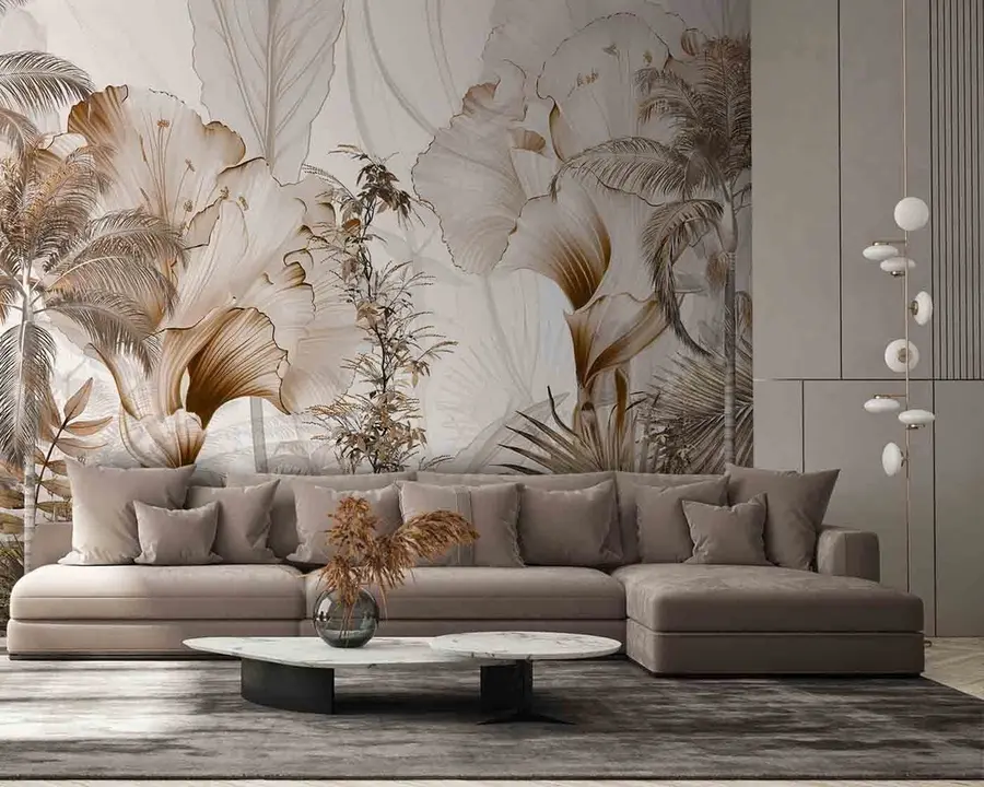 Fototapety Tropické stromy a listy v hmlistom lese u96478