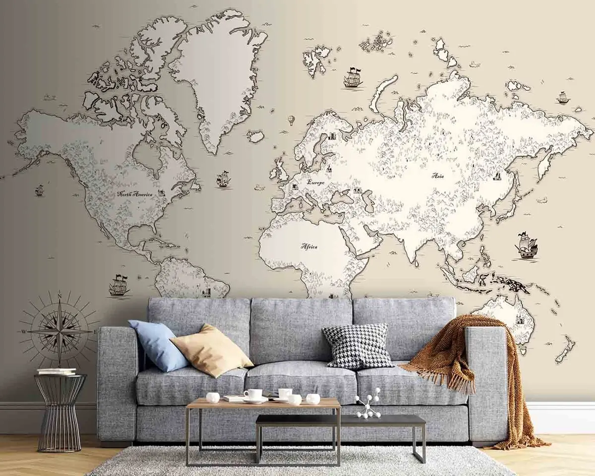 Fototapety Mapa starého sveta s ozdobnými prvkami u96481