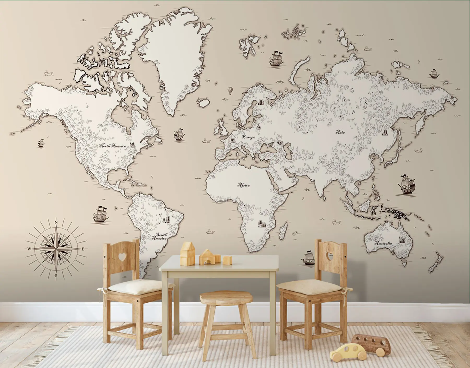 Fototapety Mapa starého sveta s ozdobnými prvkami u96481