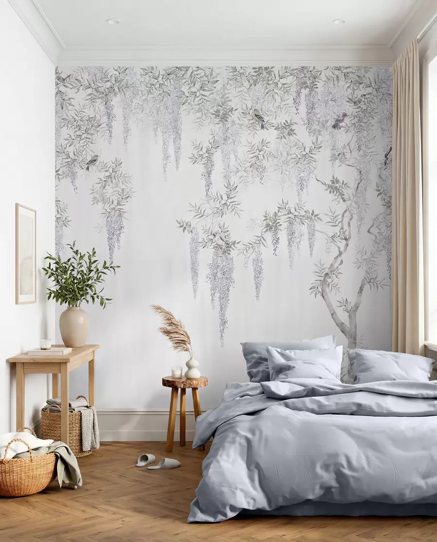 Fototapety Kvety wisteria, wisteria, minimalizmus, monochromatický, loft a japonský štýl u96928