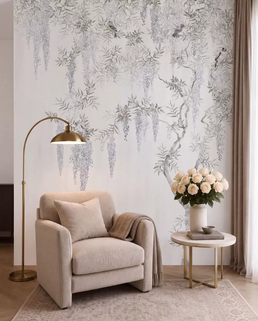 Fototapety Kvety wisteria, wisteria, minimalizmus, monochromatický, loft a japonský štýl u96928