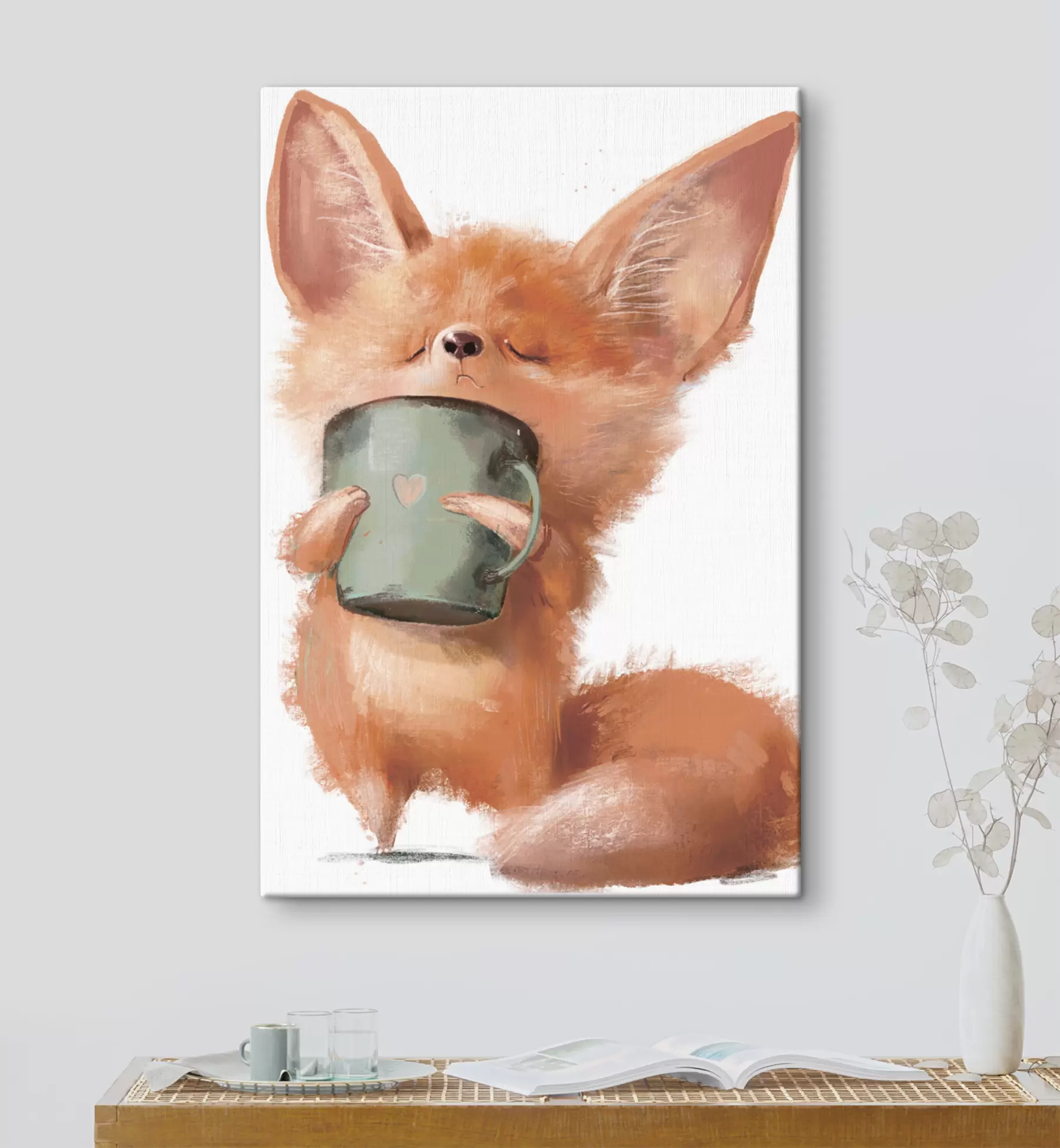 Fototapety Červená líška a káva s35008