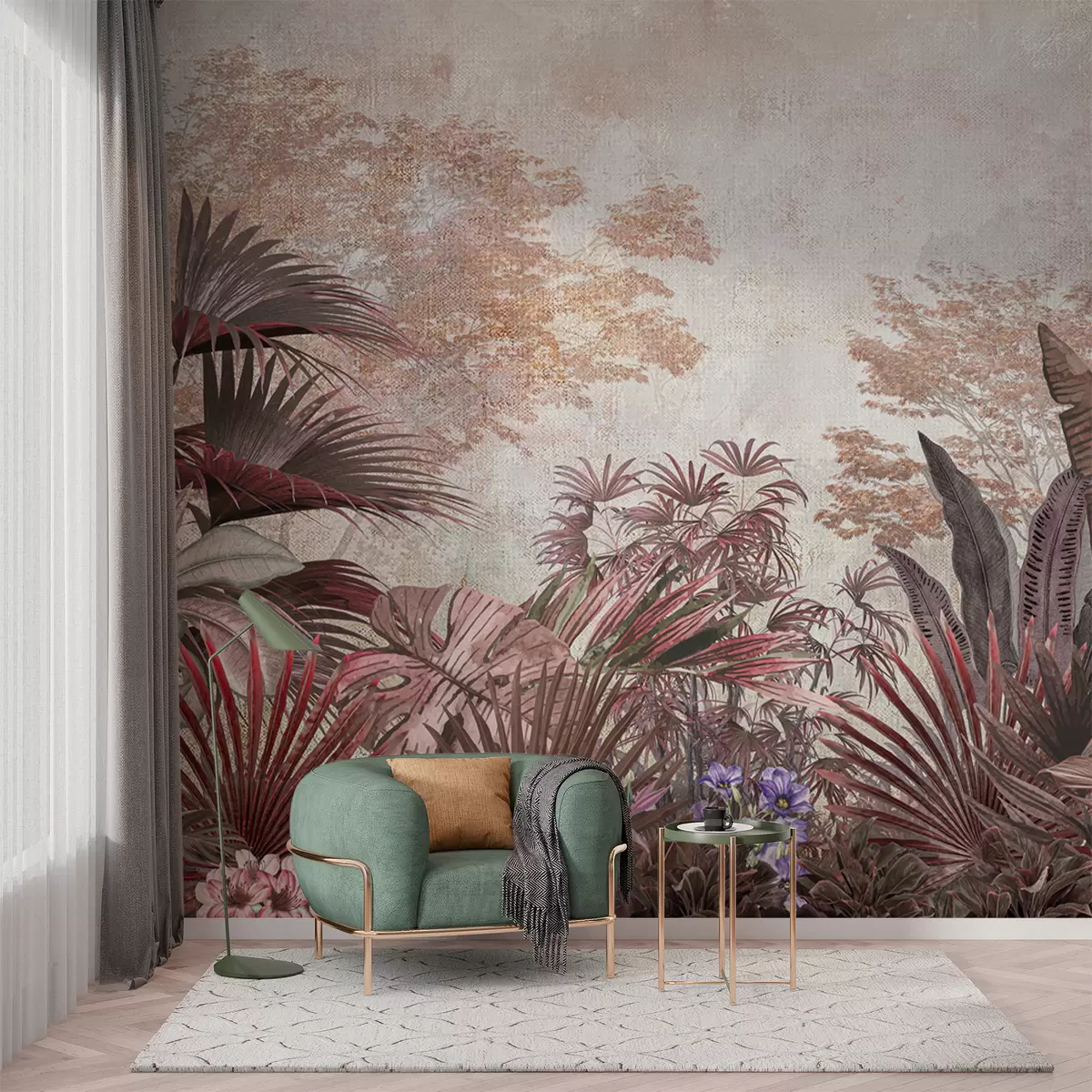 Fototapety Ilustrácia z vintage tropickej tapety s exotickými palmovými listami u97104