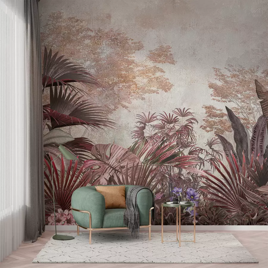 Fototapety Ilustrácia z vintage tropickej tapety s exotickými palmovými listami u97104