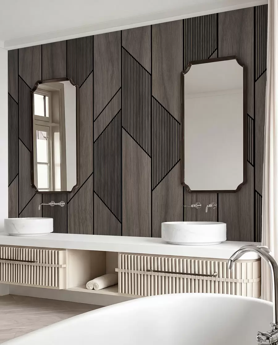 Fototapety Geometrické panely s textúrou dreva u97427