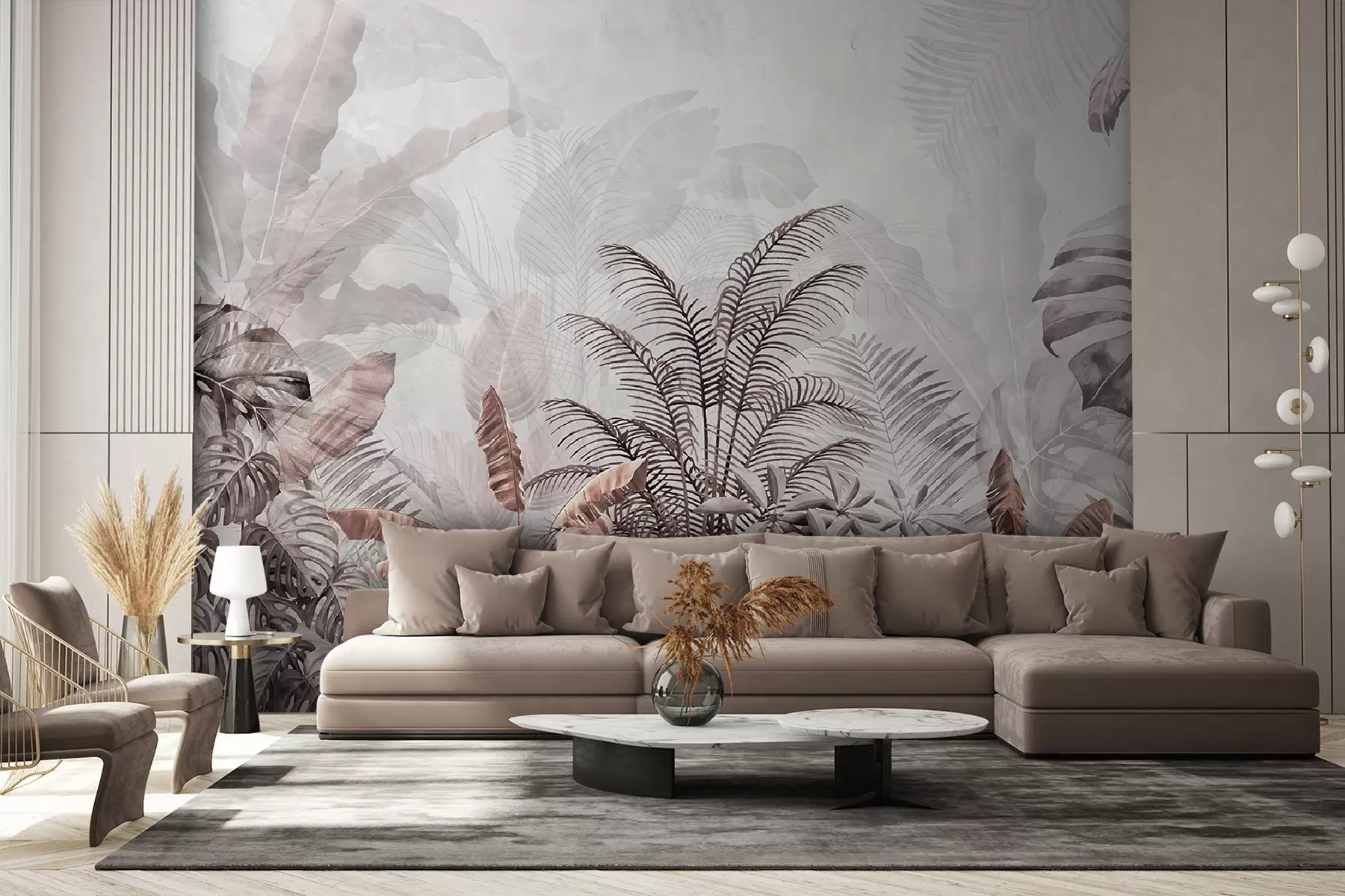 Fototapety Palmy v sivej farbe v sivo-hnedých farbách u71284v2