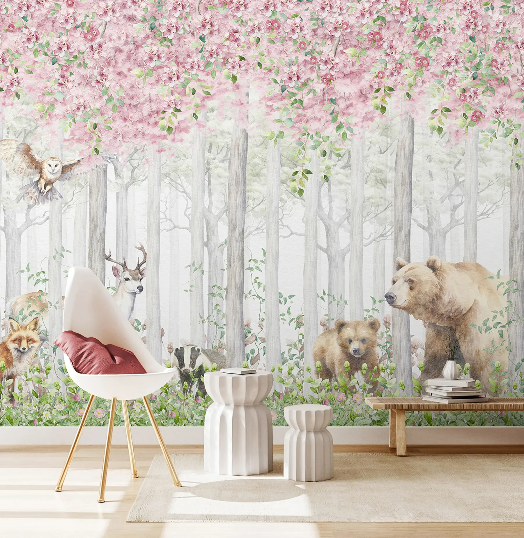 Fototapety Kvitnúci les so zvieratami u97614