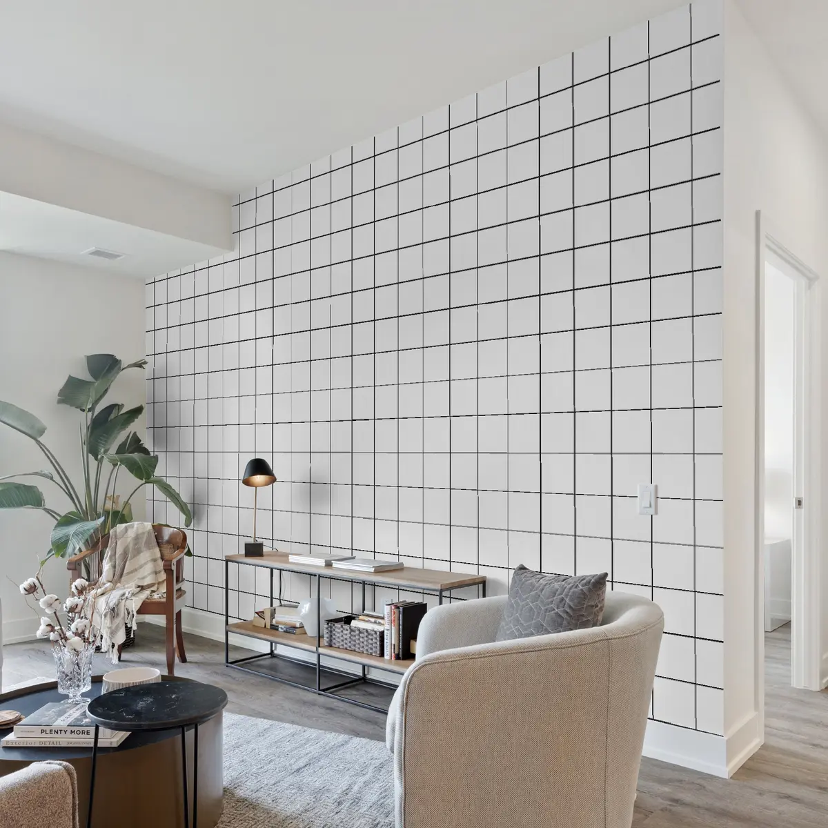 Fototapety Trendy minimalistická kockovaná tapeta u98561