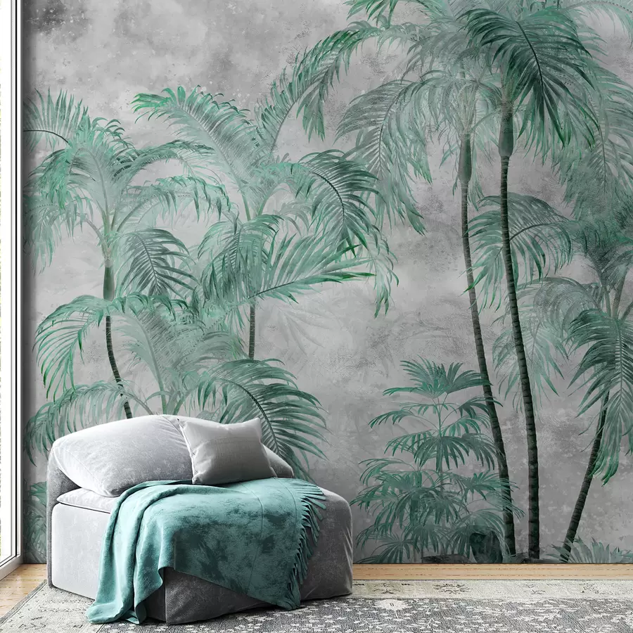 Fototapety Tropické palmy na betónovej stene u98586v1