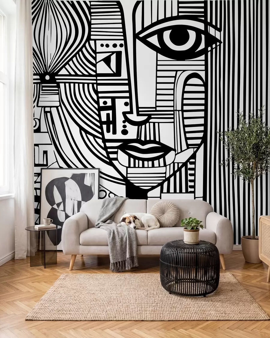 Fototapety Abstraktná čiernobiela tvár u98714