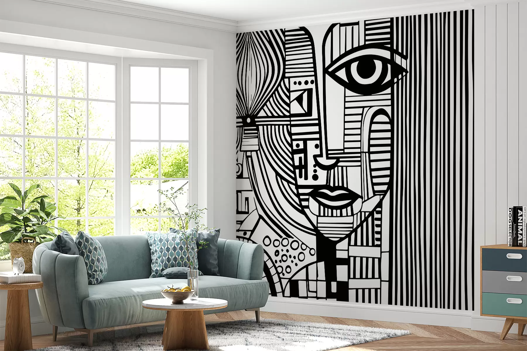 Fototapety Abstraktná čiernobiela tvár u98714